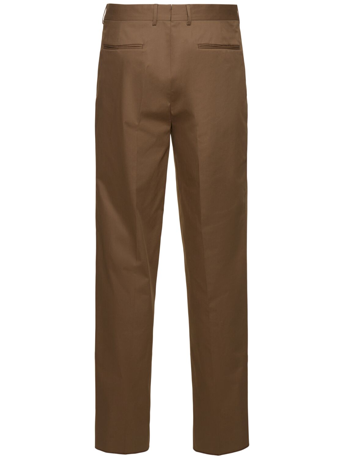 Shop Zegna Single Pleat Premium Cotton Blend Pants In Fango