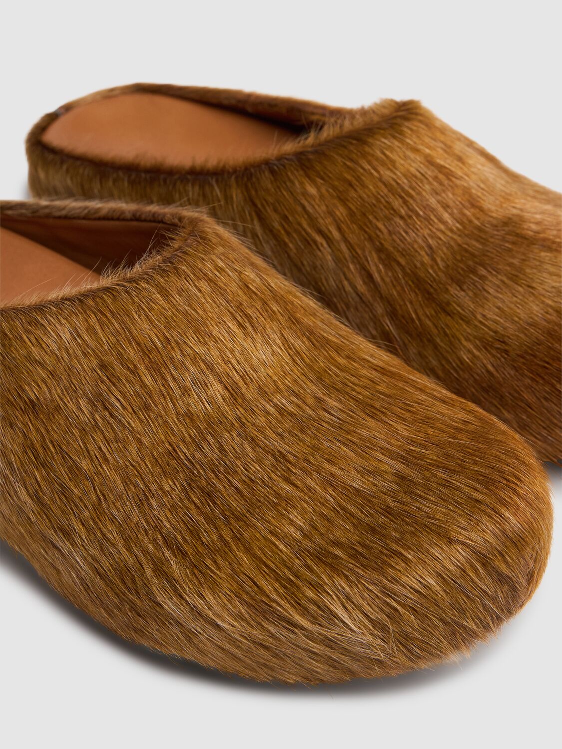 Shop Marni Fussbett Pony Skin Mules In Tobacco