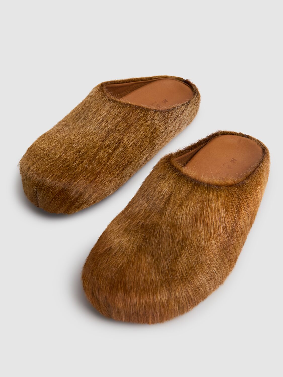 Shop Marni Fussbett Pony Skin Mules In Tobacco