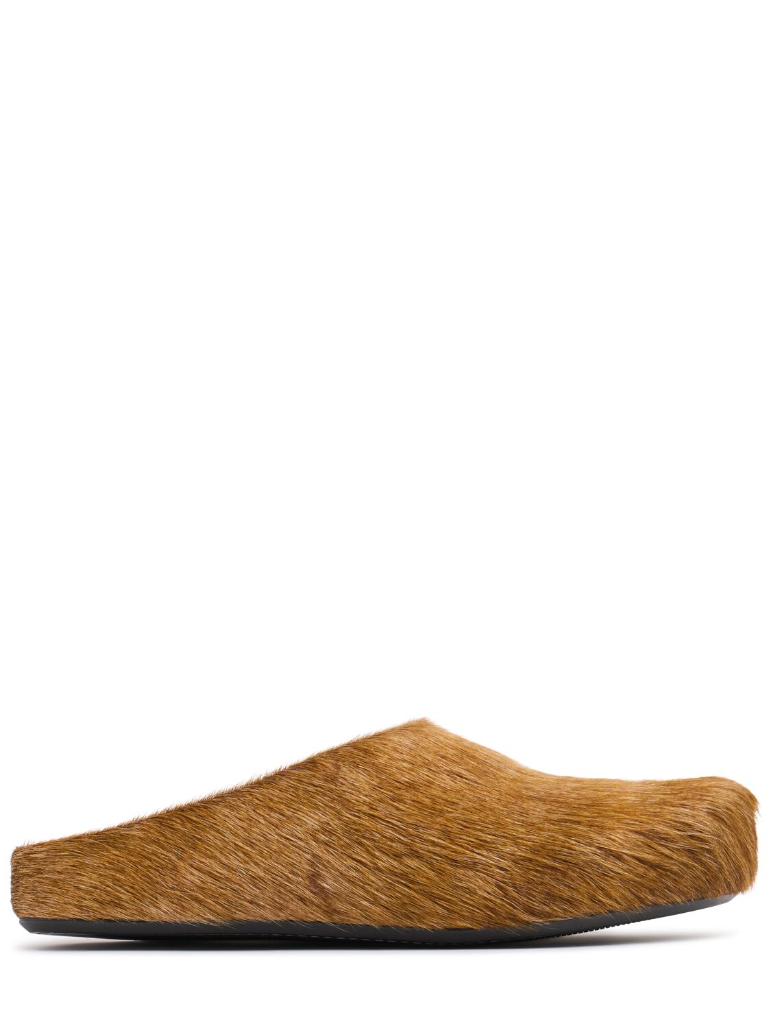 Marni Fussbett Calf-hair Clogs In Tobacco