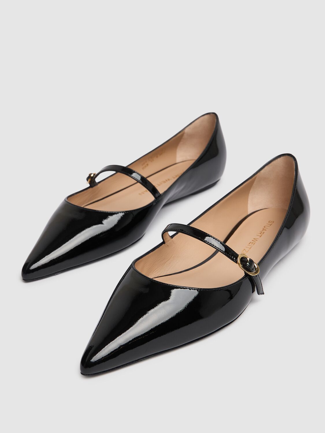 STUART WEITZMAN 10MM EMILIA LACQUERED FAUX NAPPA FLATS 