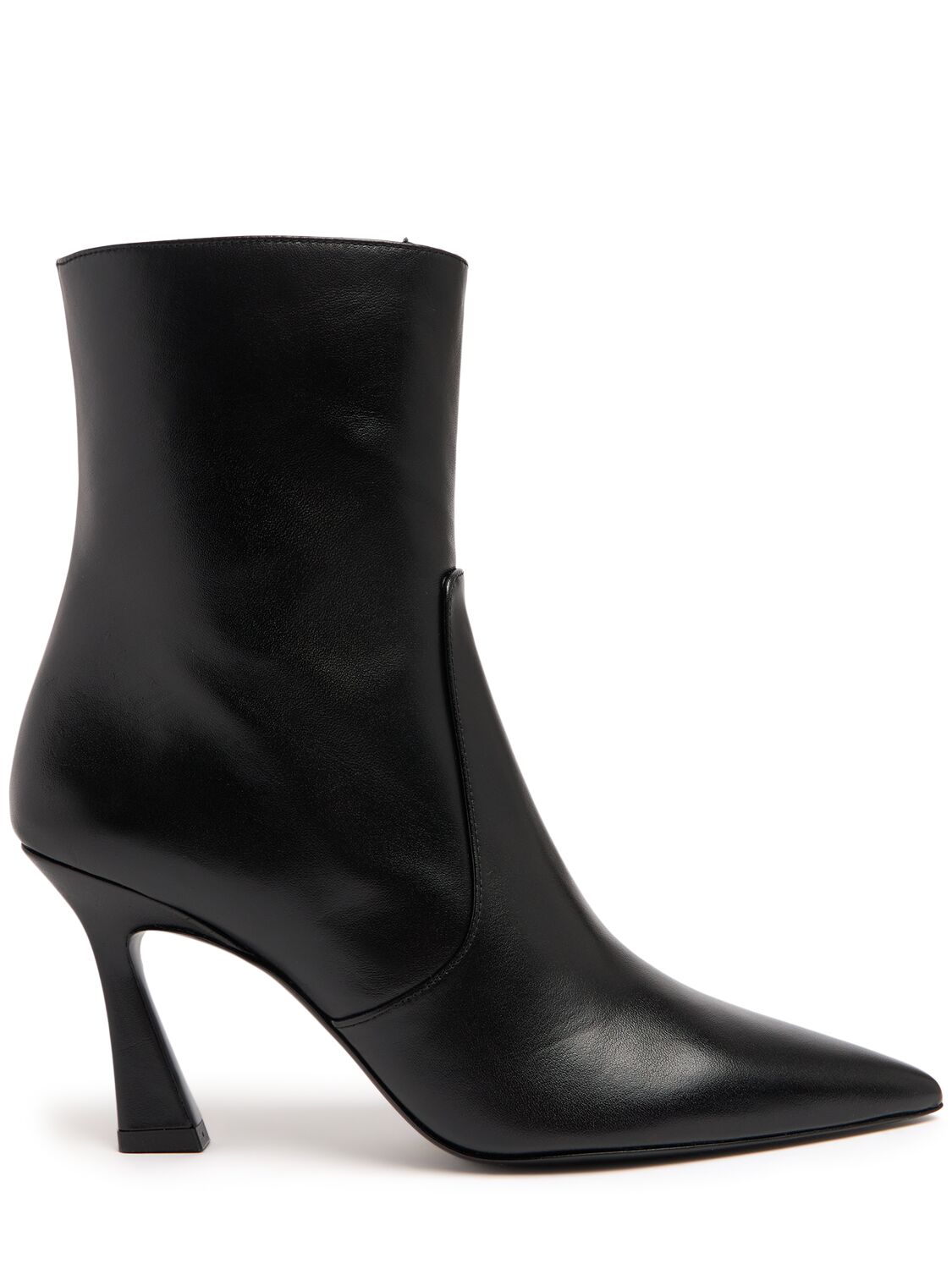 Shop Stuart Weitzman 85mm Vinnie Leather Booties In Black