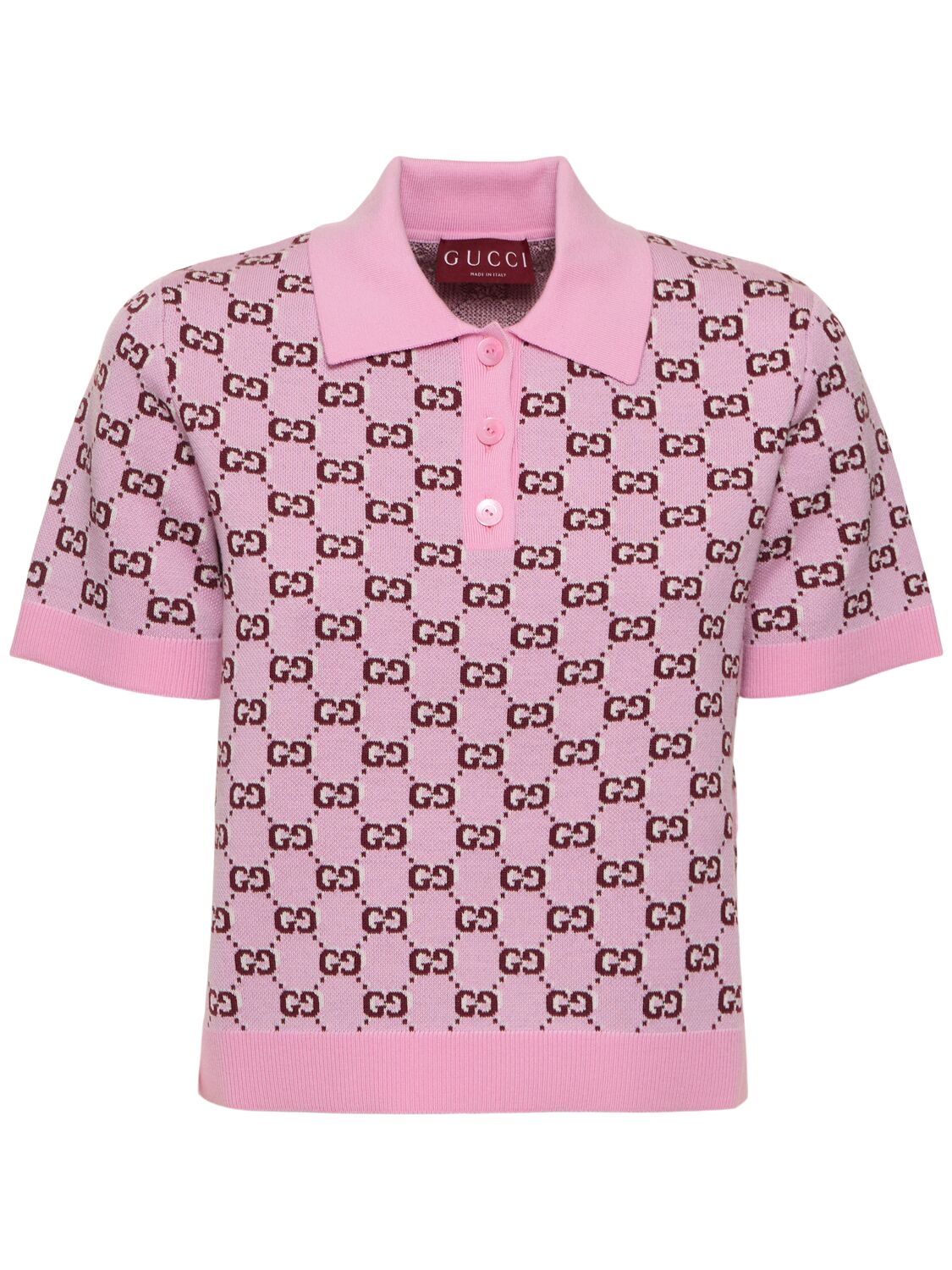 Shop Gucci Wool Top In Pink/bordeaux