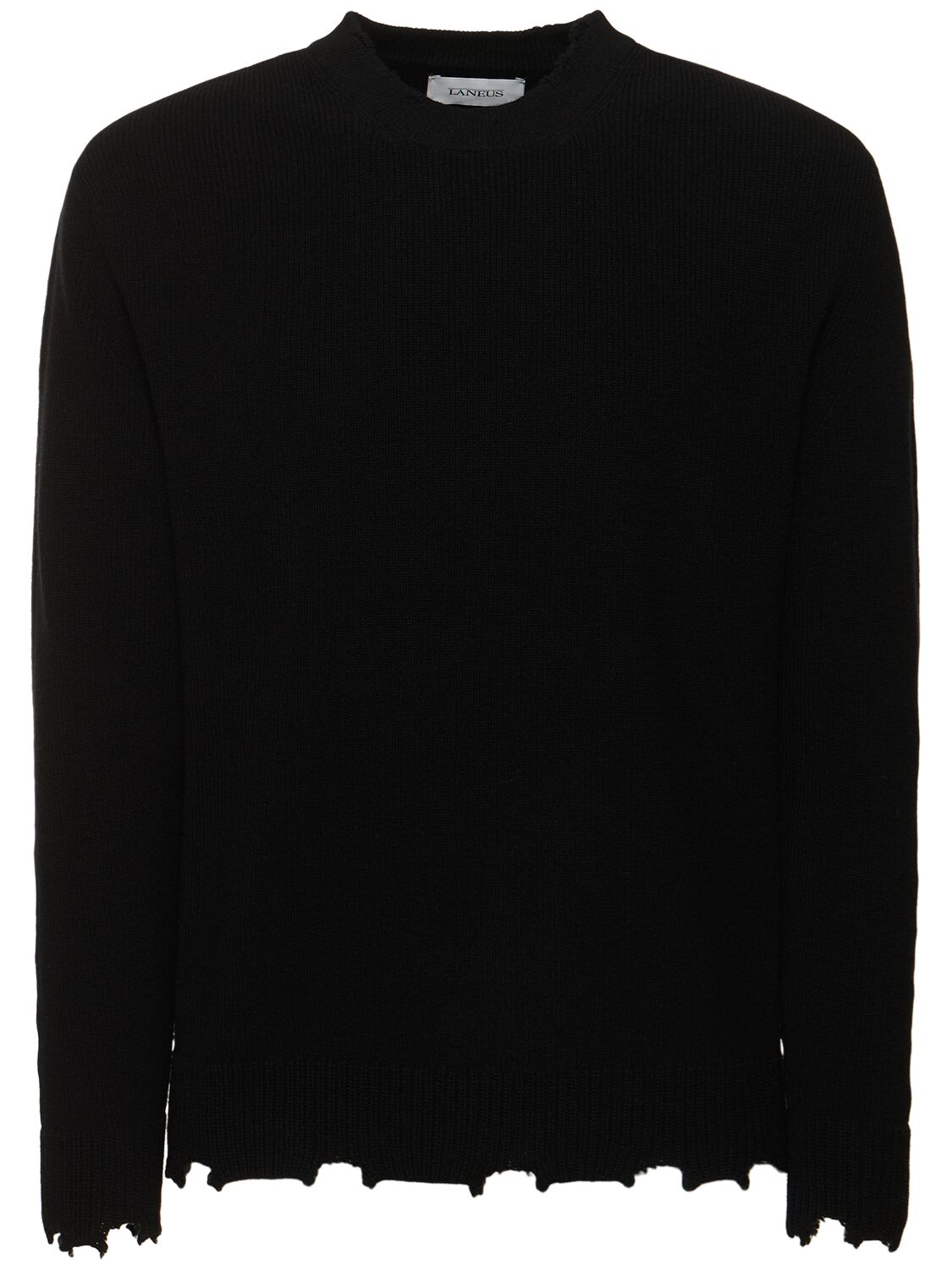 Laneus Distressed Sweater In Black