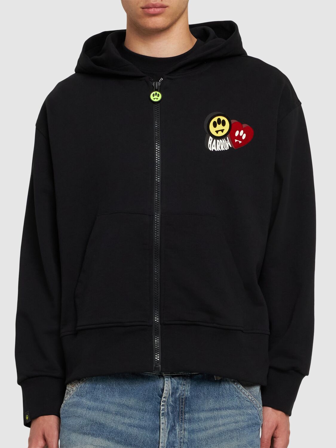 Shop Barrow Zip-up Sweatshirt Hoodie In Black