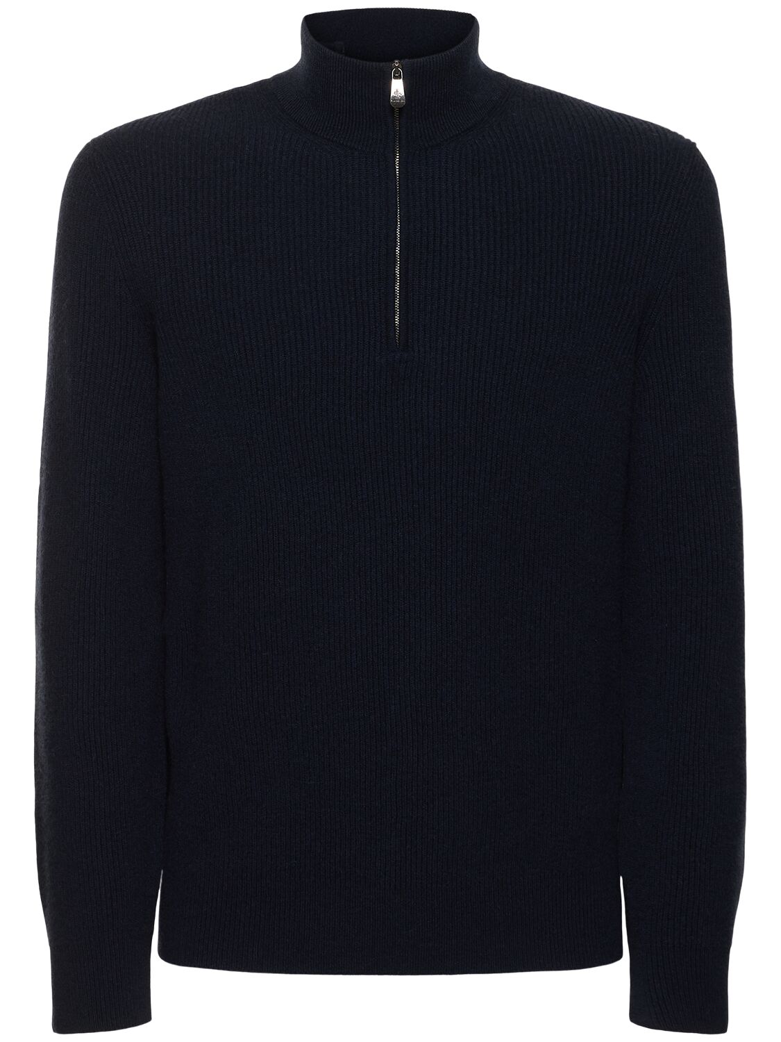 Piacenza Cashmere English Cashmere Rib Knit Sweater In Navy