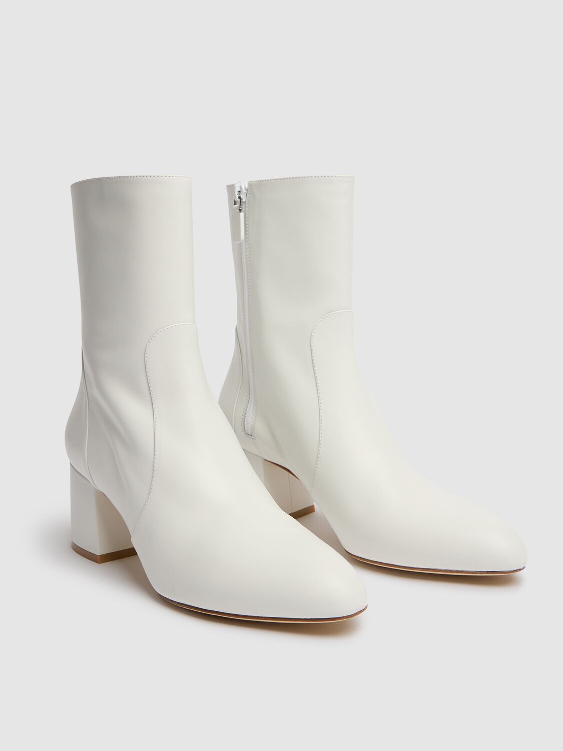 Shop Stuart Weitzman 60mm Flareblock Leather Ankle Boots In White