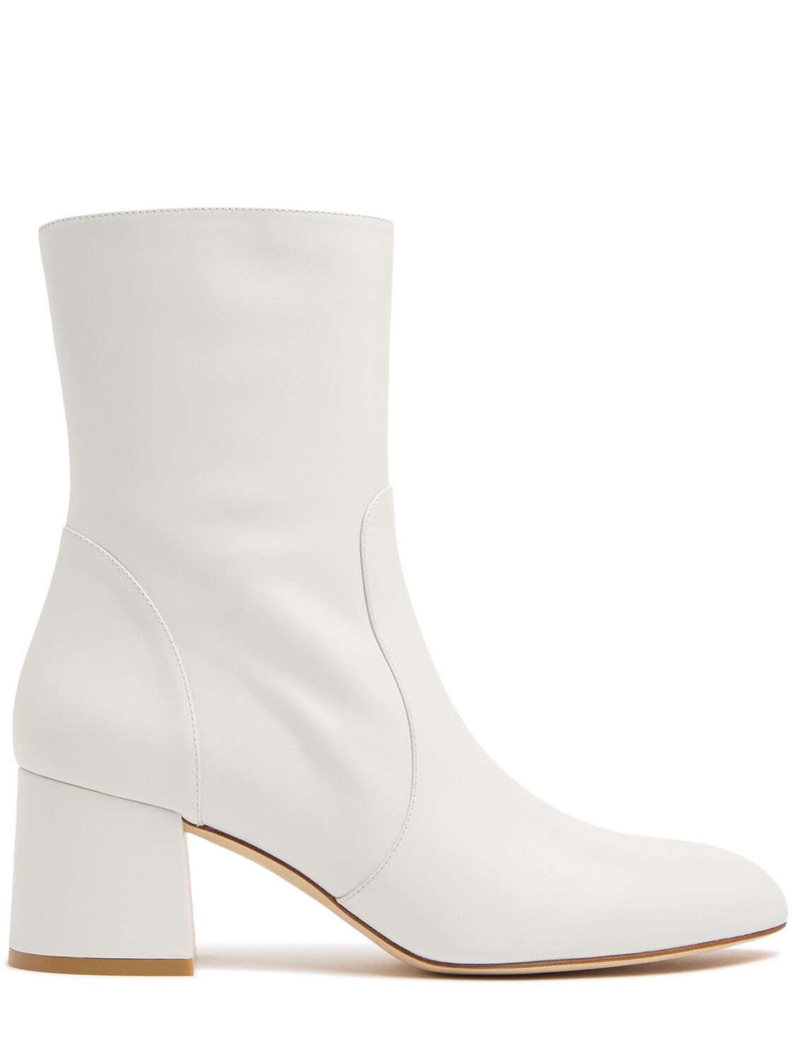 Stuart Weitzman 60mm Flareblock Leather Ankle Boots In White