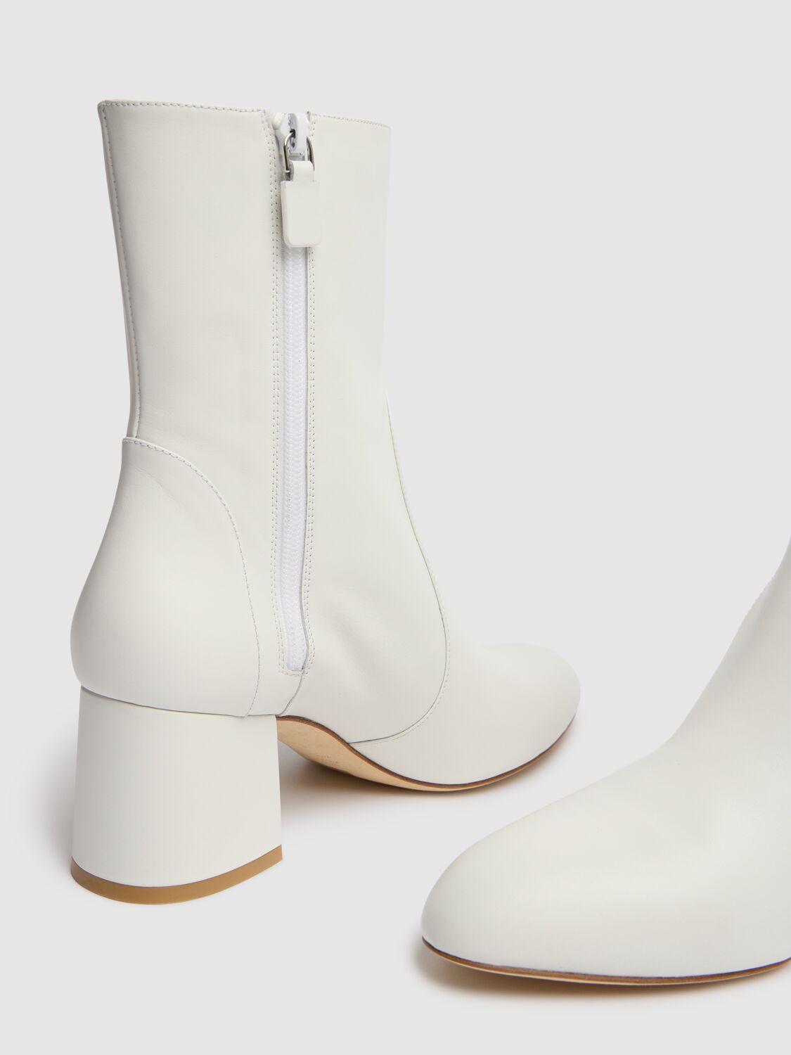 Shop Stuart Weitzman 60mm Flareblock Leather Ankle Boots In White