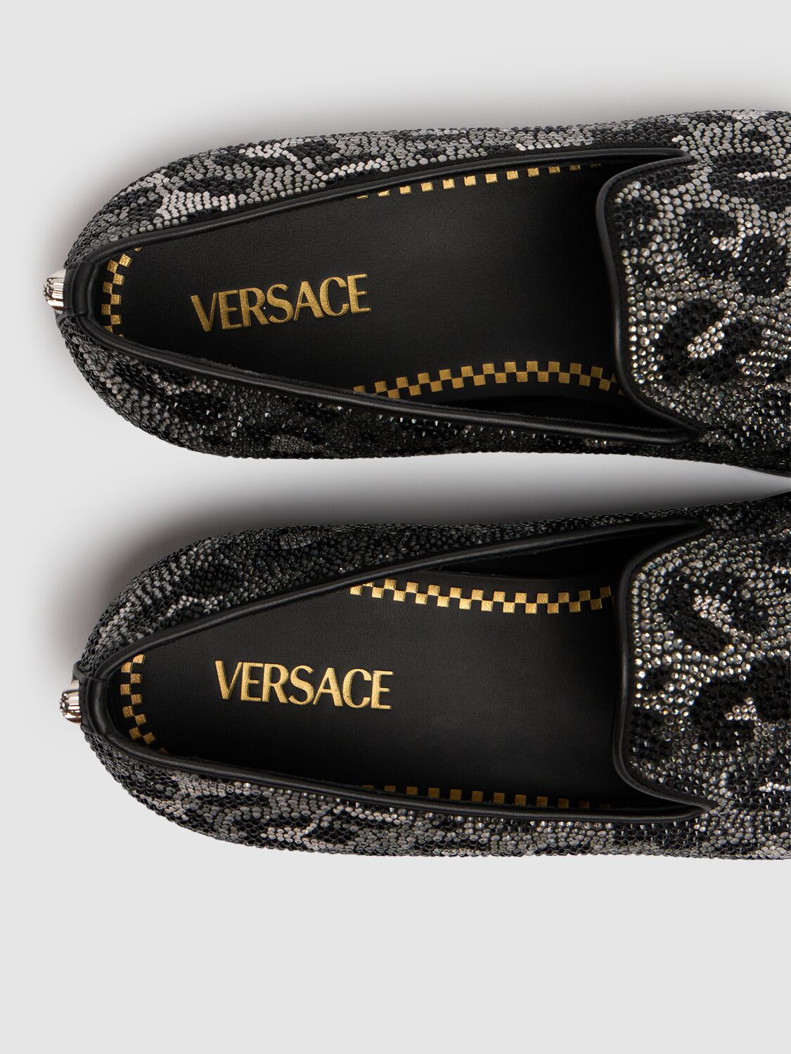 Shop Versace Leopard Evening Slippers In 1b00p-black-pal