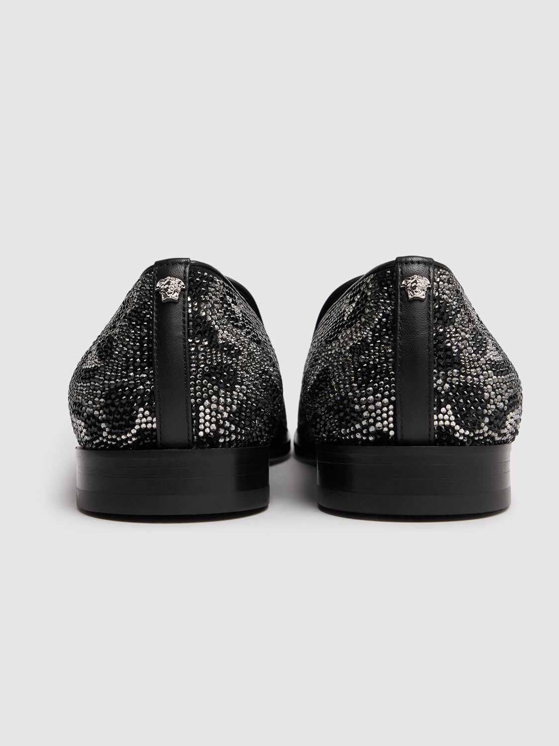 Shop Versace Leopard Evening Slippers In 1b00p-black-pal