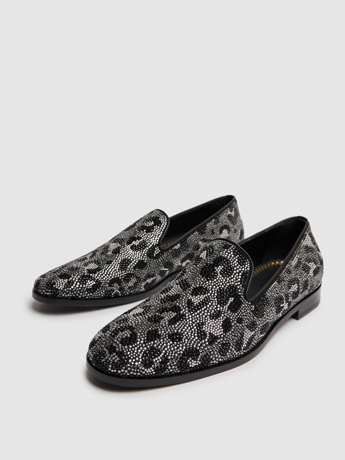 Shop Versace Leopard Evening Slippers In 1b00p-black-pal