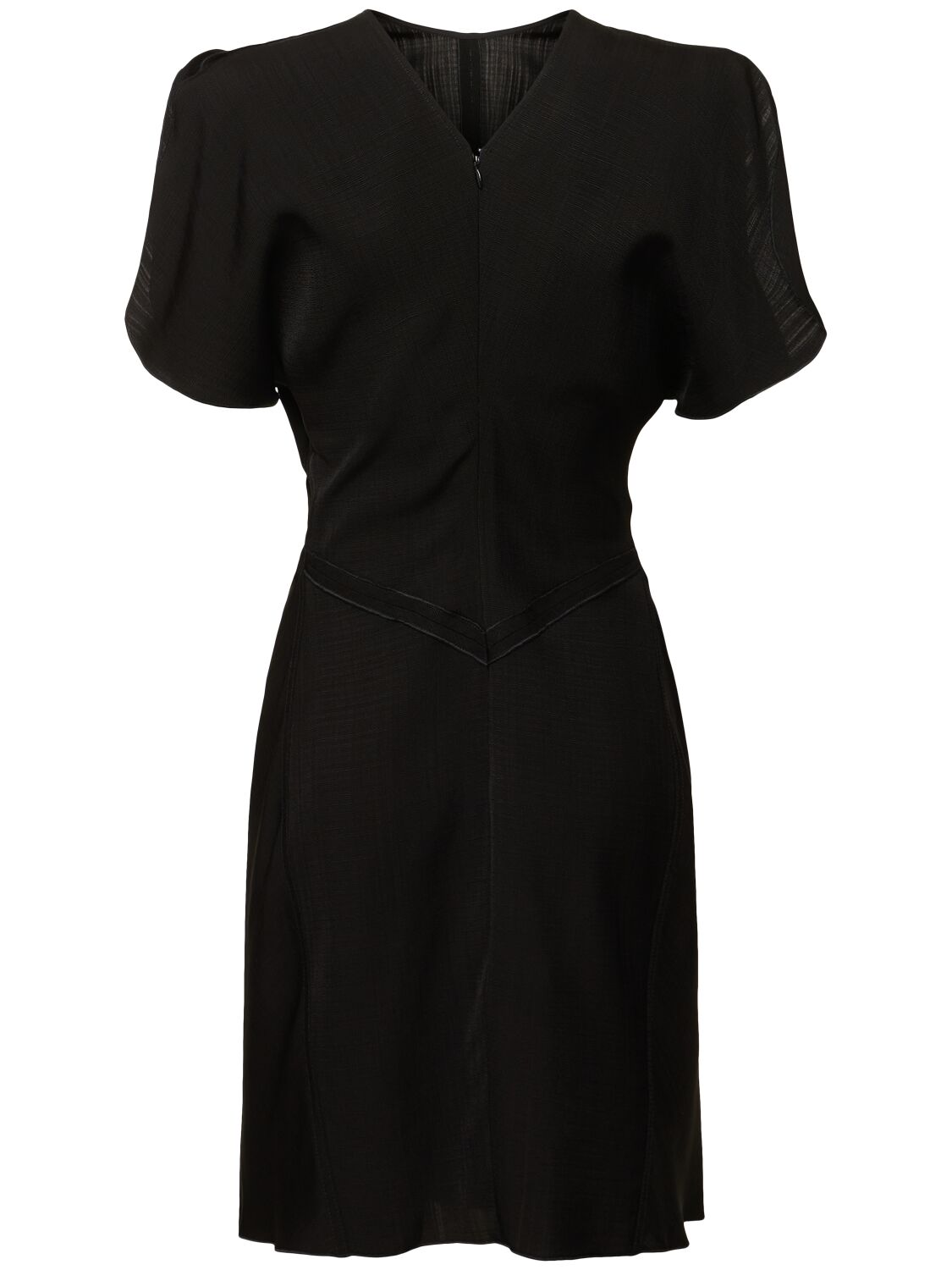 Shop Victoria Beckham Gathered-waist Viscose Mini Dress In Black