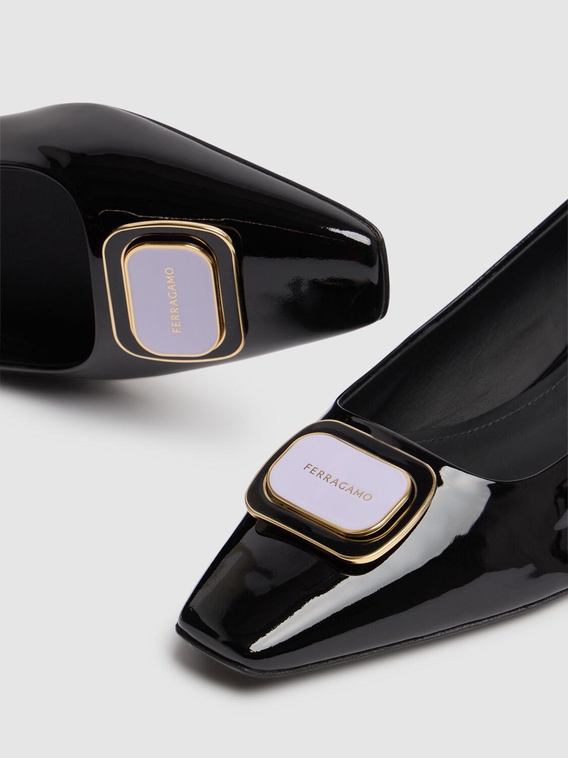 Shop Ferragamo 20mm Venera Patent Leather Heels In Black