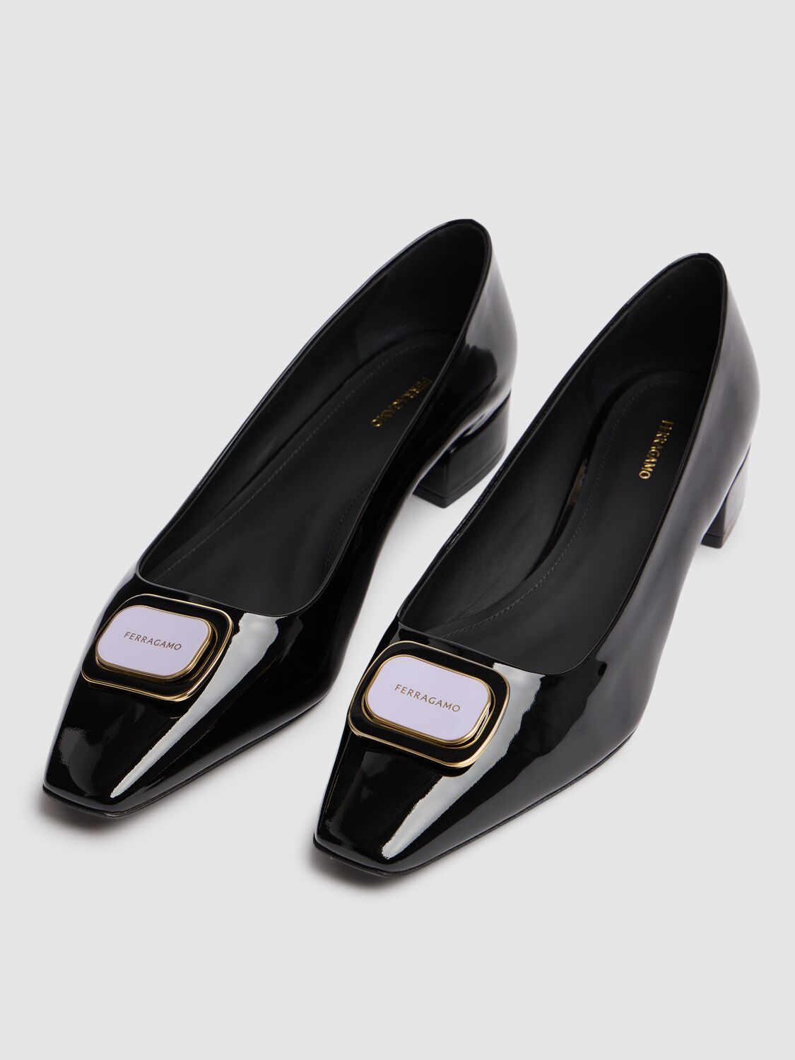 Shop Ferragamo 20mm Venera Patent Leather Heels In Black