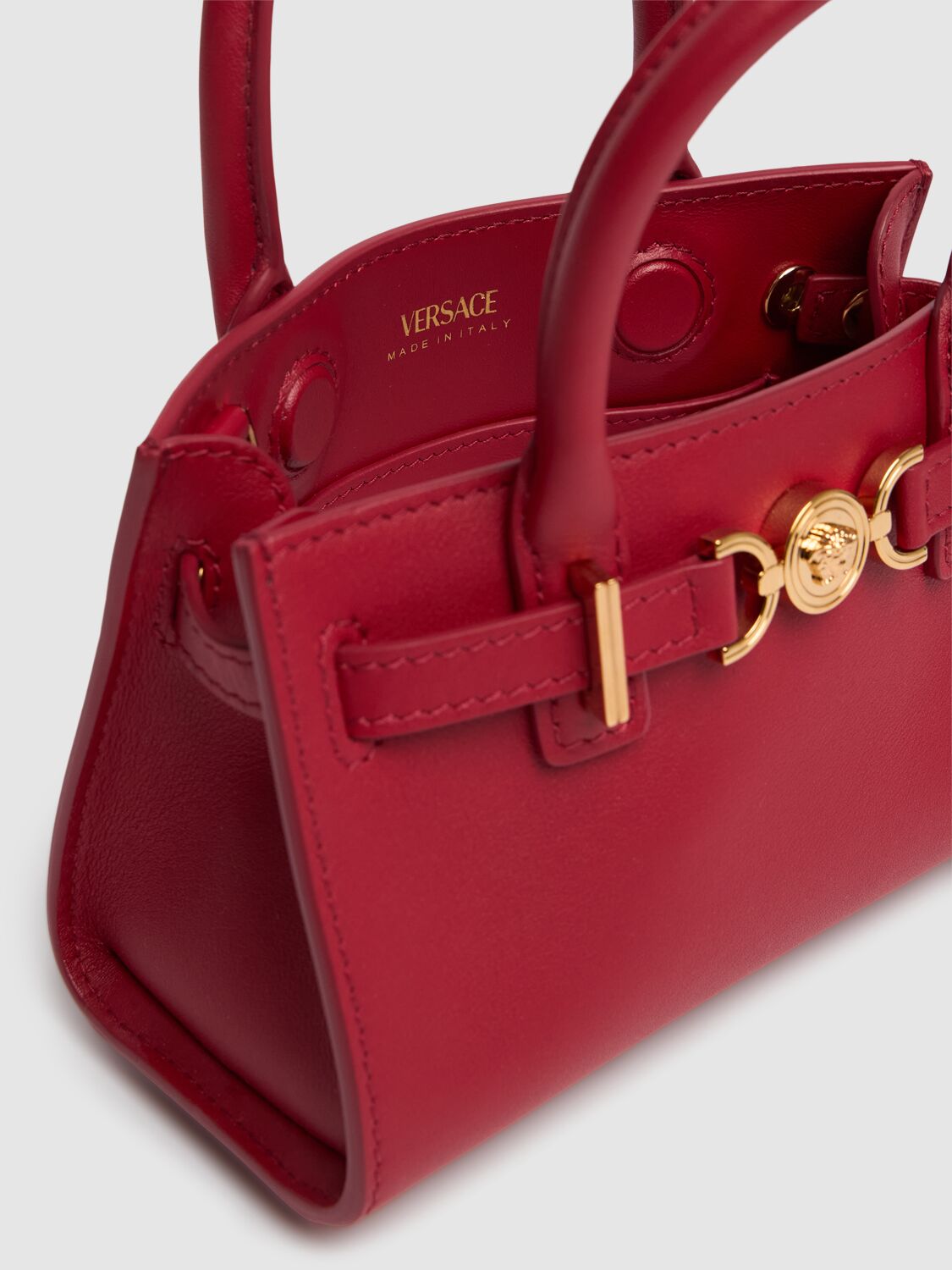 Shop Versace Mini Medusa '95 Leather Tote Bag In Lipstick