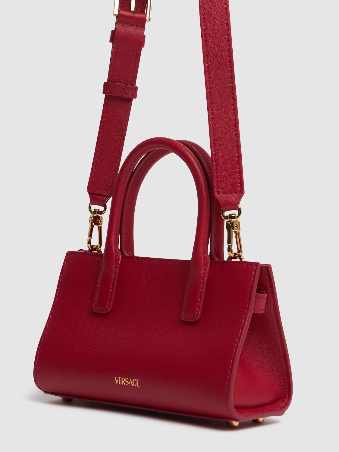 Shop Versace Mini Medusa '95 Leather Tote Bag In Lipstick