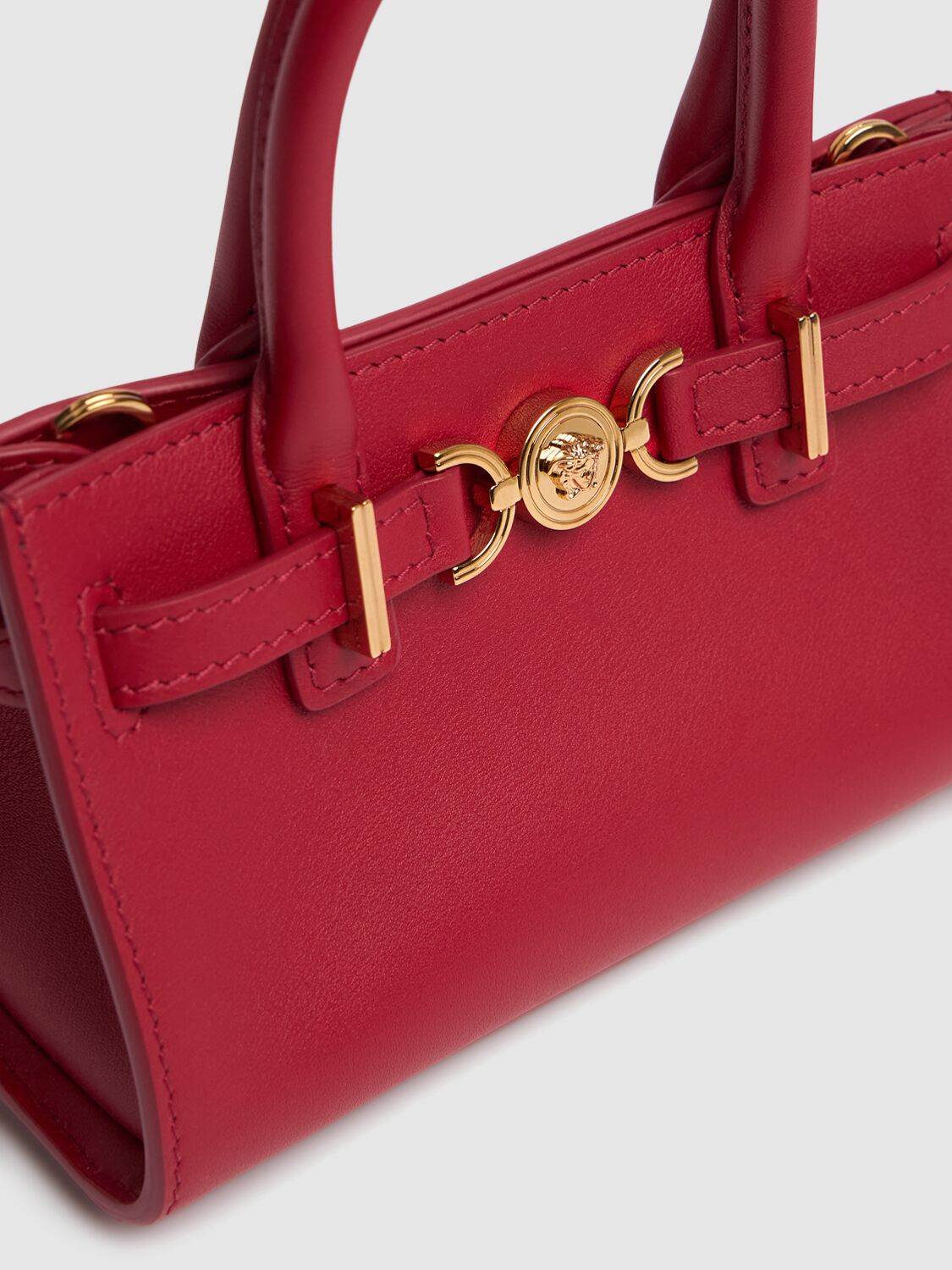 Shop Versace Mini Medusa '95 Leather Tote Bag In Lipstick