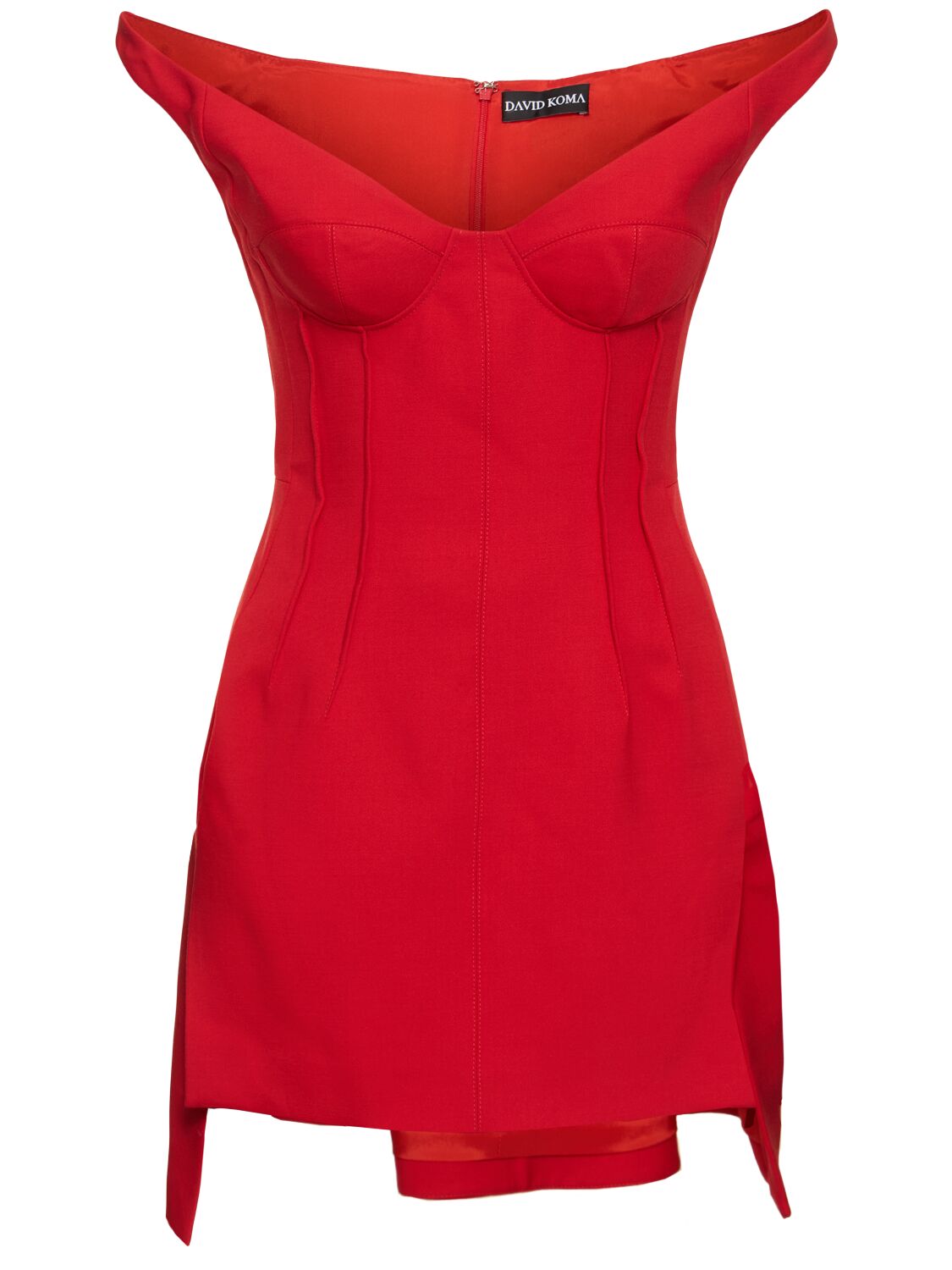 David Koma Double Dart Off-the-shoulder Mini Dress In Red