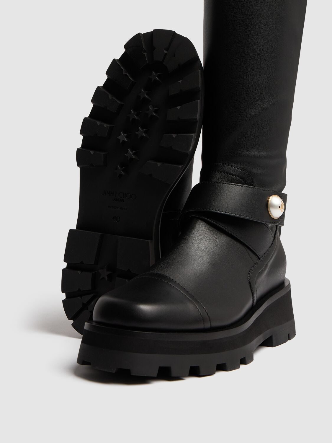 Shop Jimmy Choo 40mm Meena Leather Boots In Black