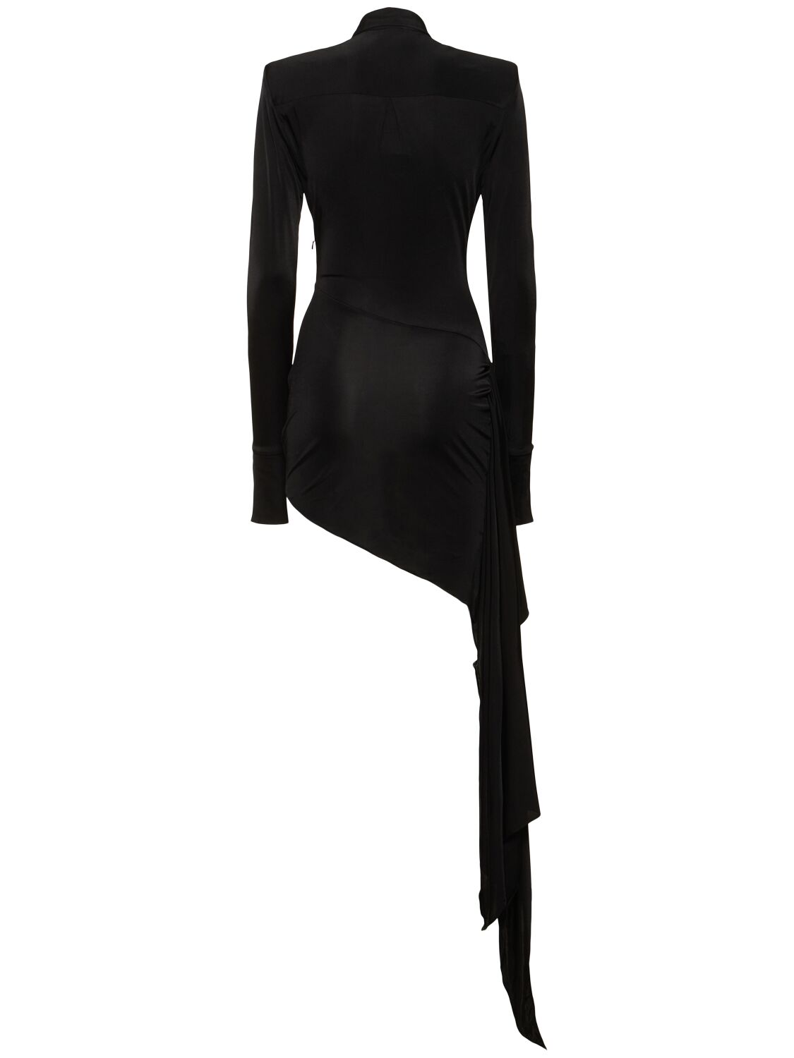 Shop David Koma Draped Fluid Jersey Polo Mini Dress In Black