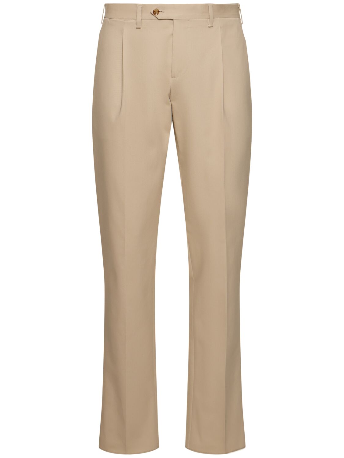 Lardini Single Pleat Stretch Cotton Pants In Sand