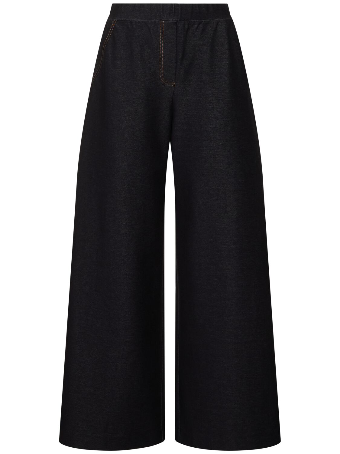 Max Mara Foggia Denim Effect Jersey Wide Pants In Black