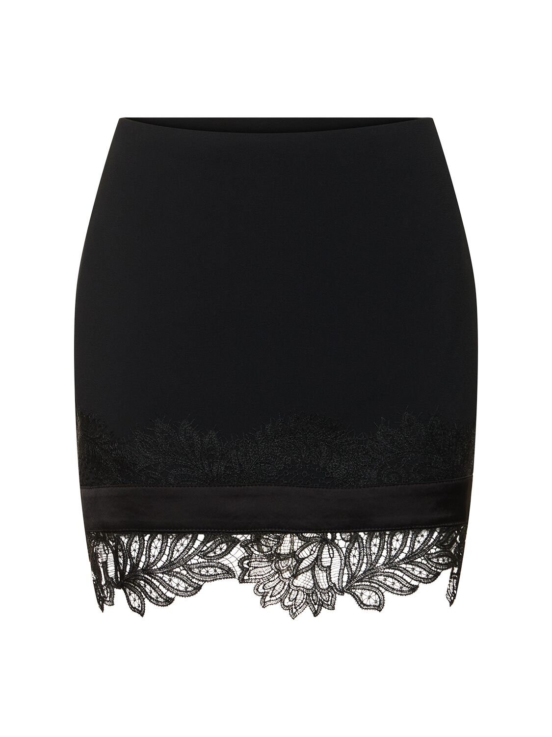 David Koma Lace Hem Cady & Satin Mini Skirt In Black