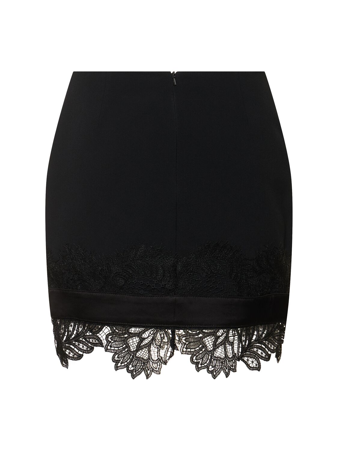 Shop David Koma Lace Hem Cady & Satin Mini Skirt In Black