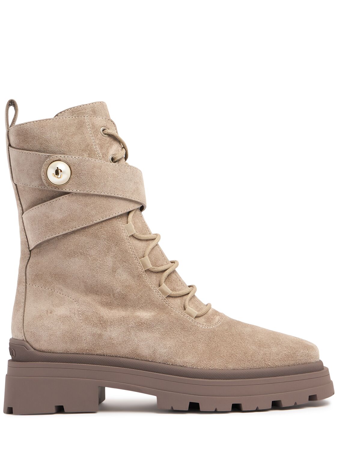 Jimmy Choo 45mm Noemi Suede Boots In Taupe