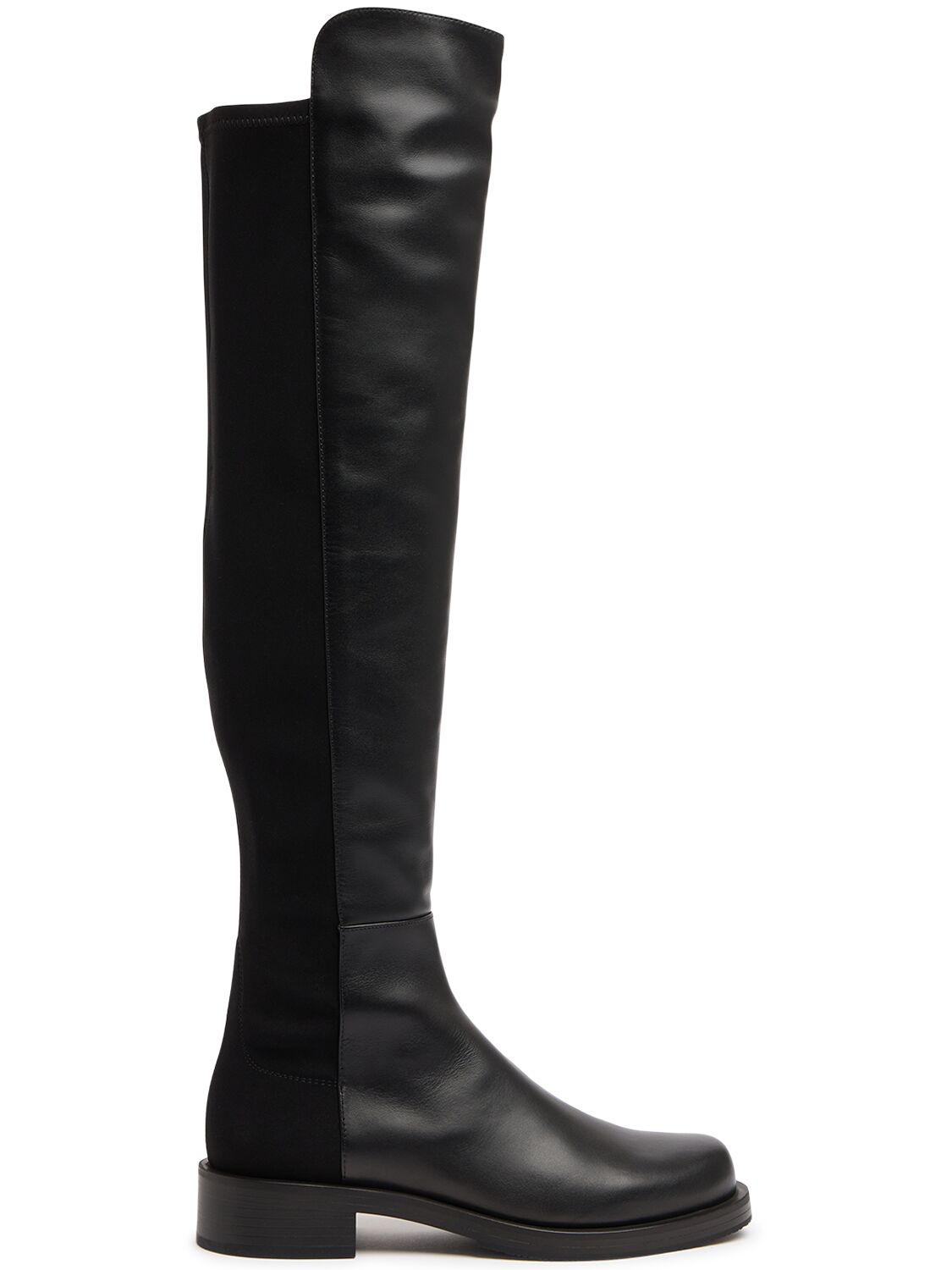 Stuart Weitzman 40mm 5050 Bold Leather & Suede Boots In Black