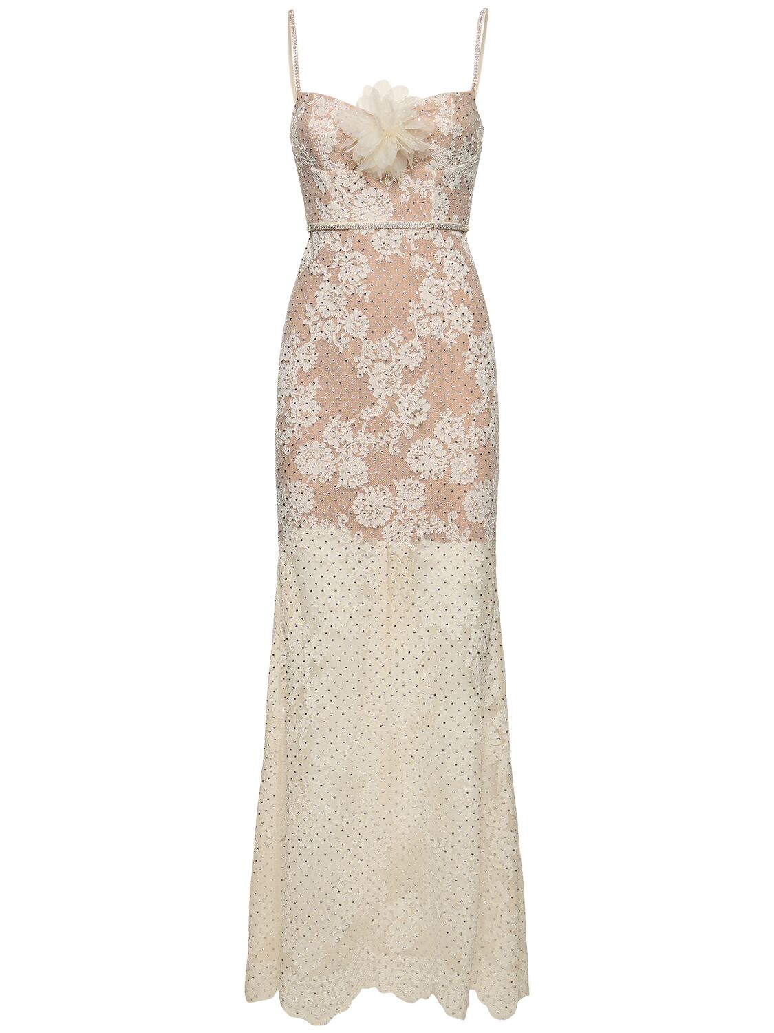 Self-portrait Embellished Lace Maxi Dress In Neutral