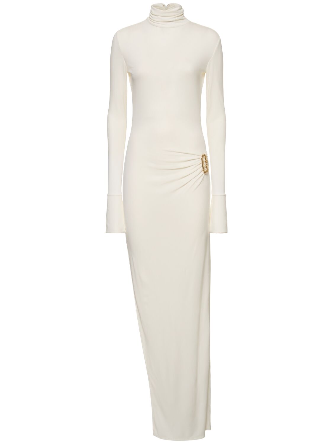 Casablanca Tucked Sheath Crepe Jersey Long Dress In White