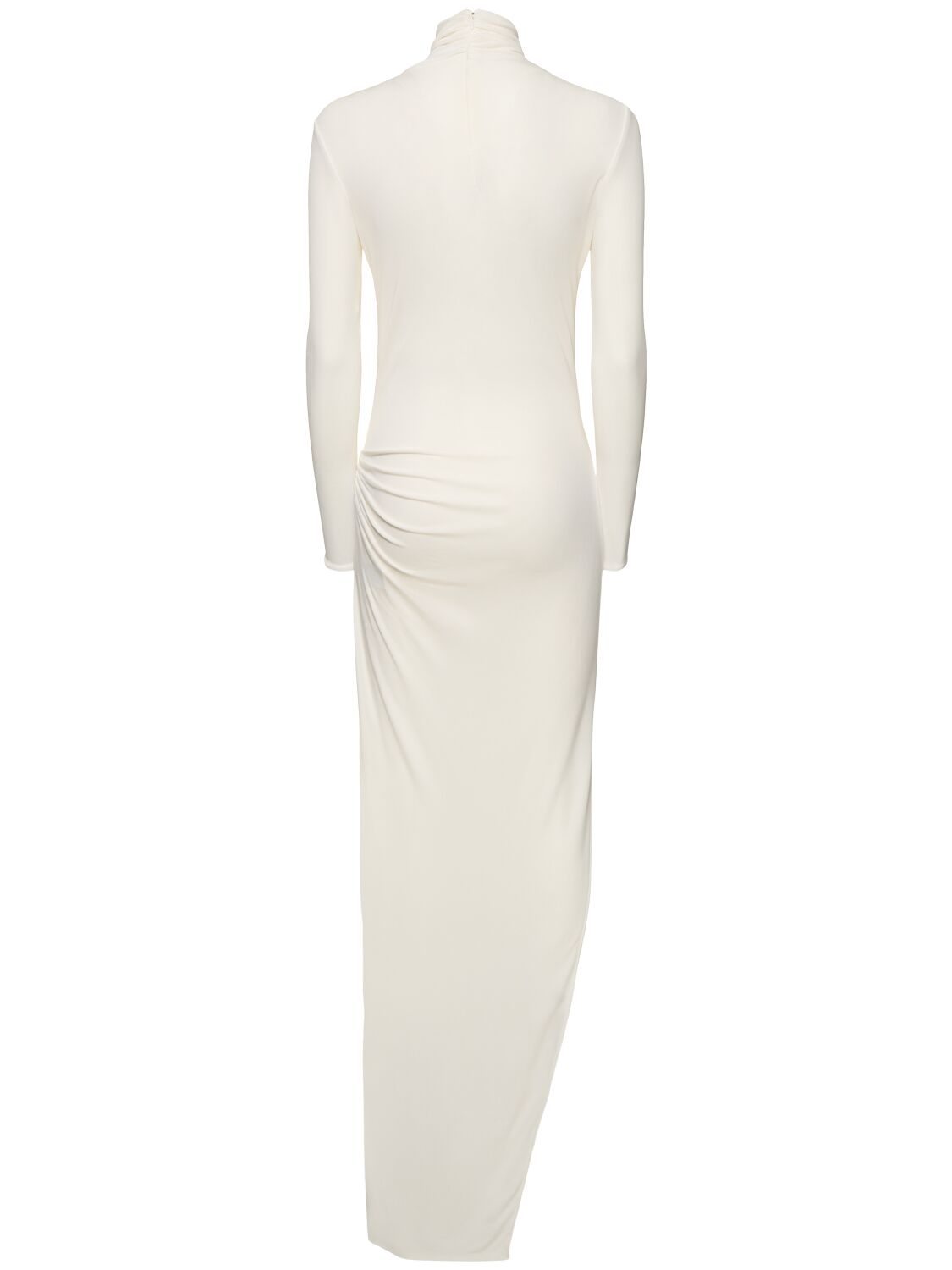 Shop Casablanca Tucked Sheath Crepe Jersey Long Dress In White