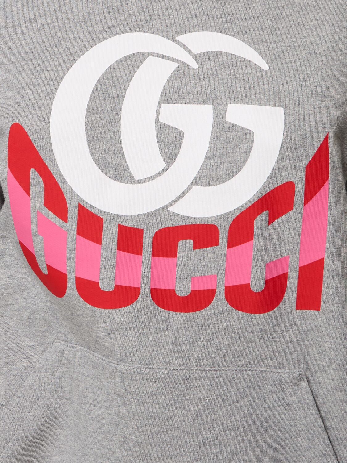 Shop Gucci Cotton Jersey Hooded Sweatshirt In Grey/multi