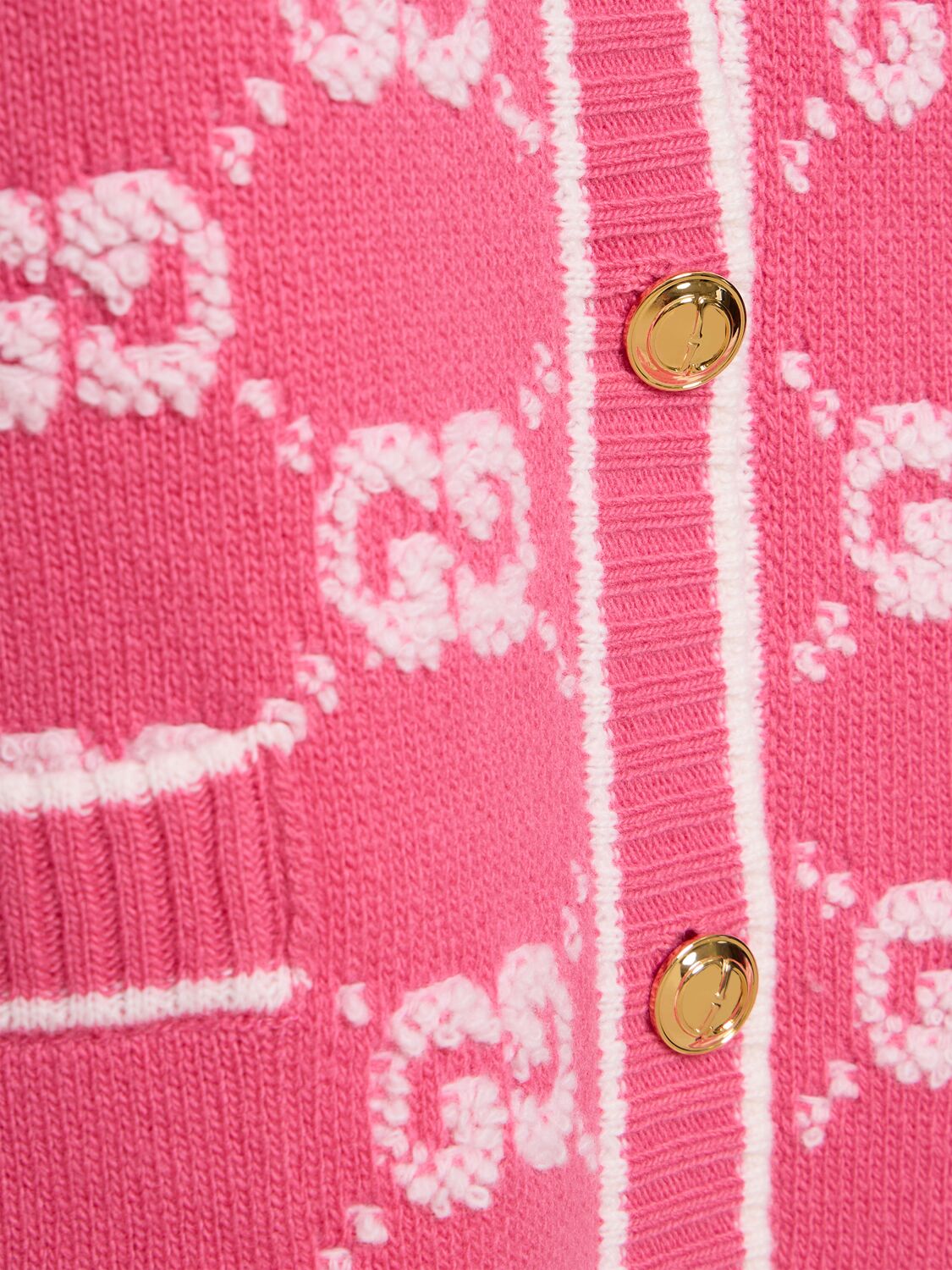 Shop Gucci Gg Wool Bouclé Jacquard Cardigan In Baloon Pink