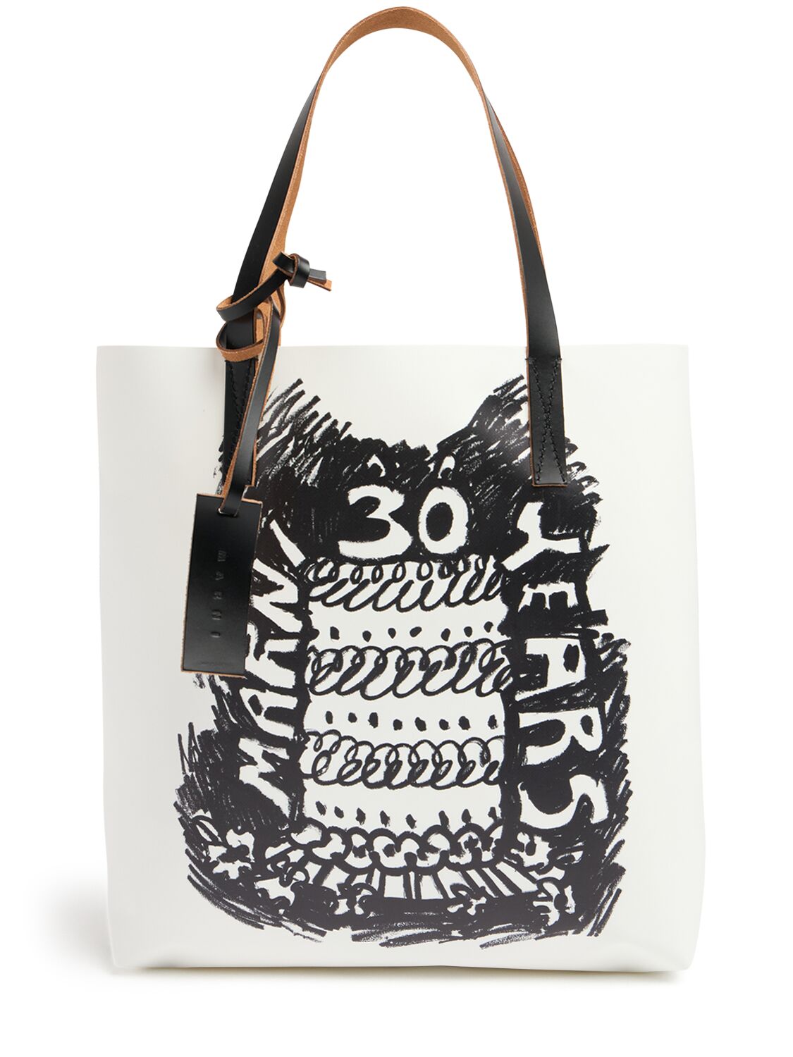 Marni N/s Tribeca Printed Tote Bag In Black