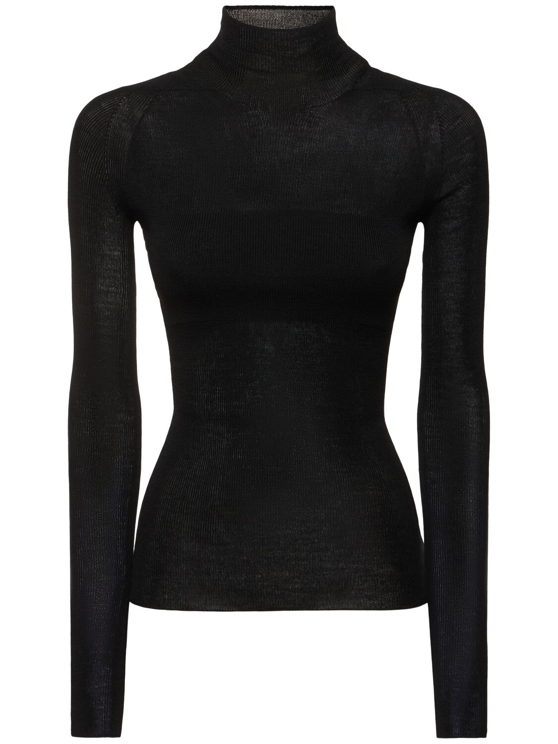 Versace Seamless Rib Knit Turtleneck Sweater In Black