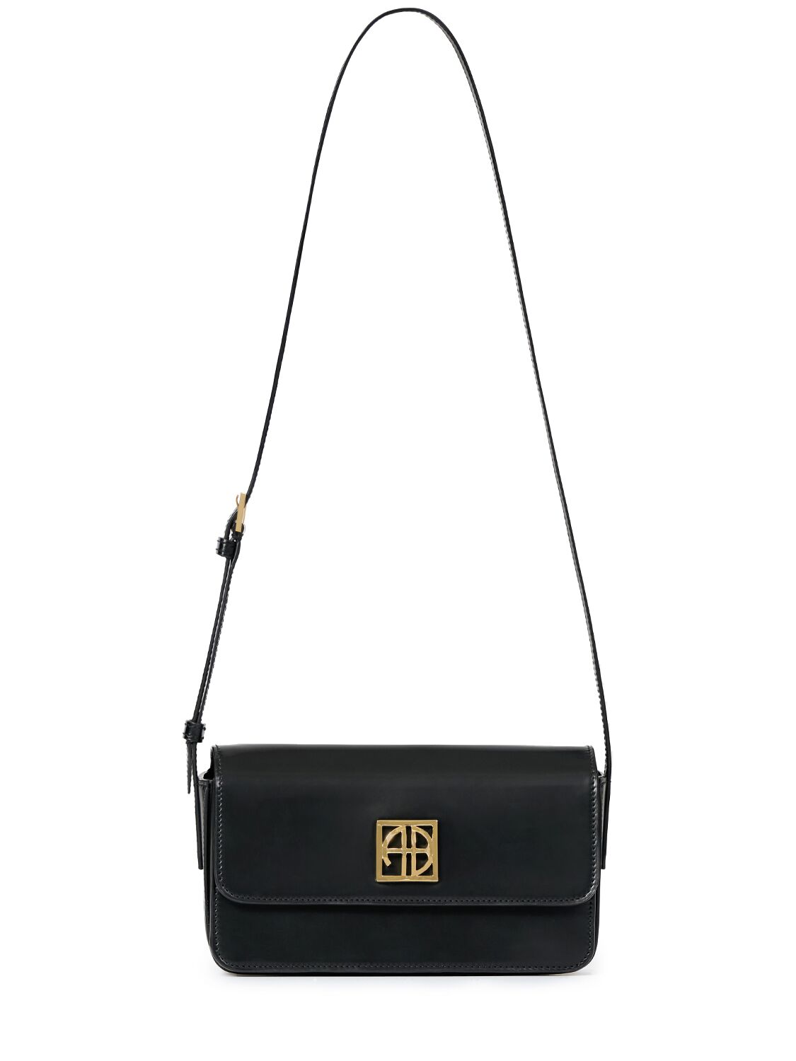 Anine Bing Elly High-shine Leather Crossbody Bag In Black