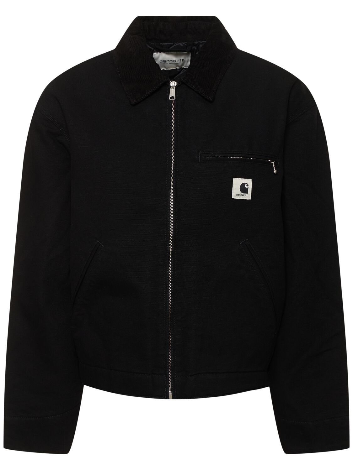 Carhartt Omens Black Detroit Regular-fit Cotton-canvas Jacket Xs In Black