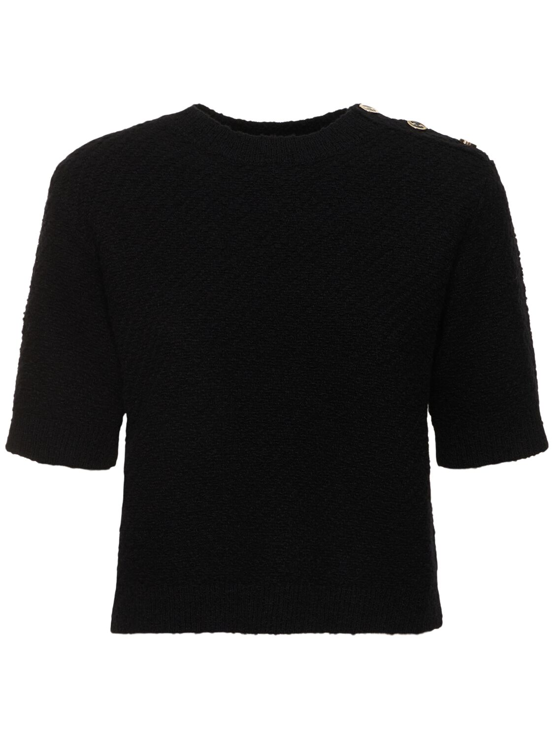 Gucci Wool Bouclé Crewneck Top In Black