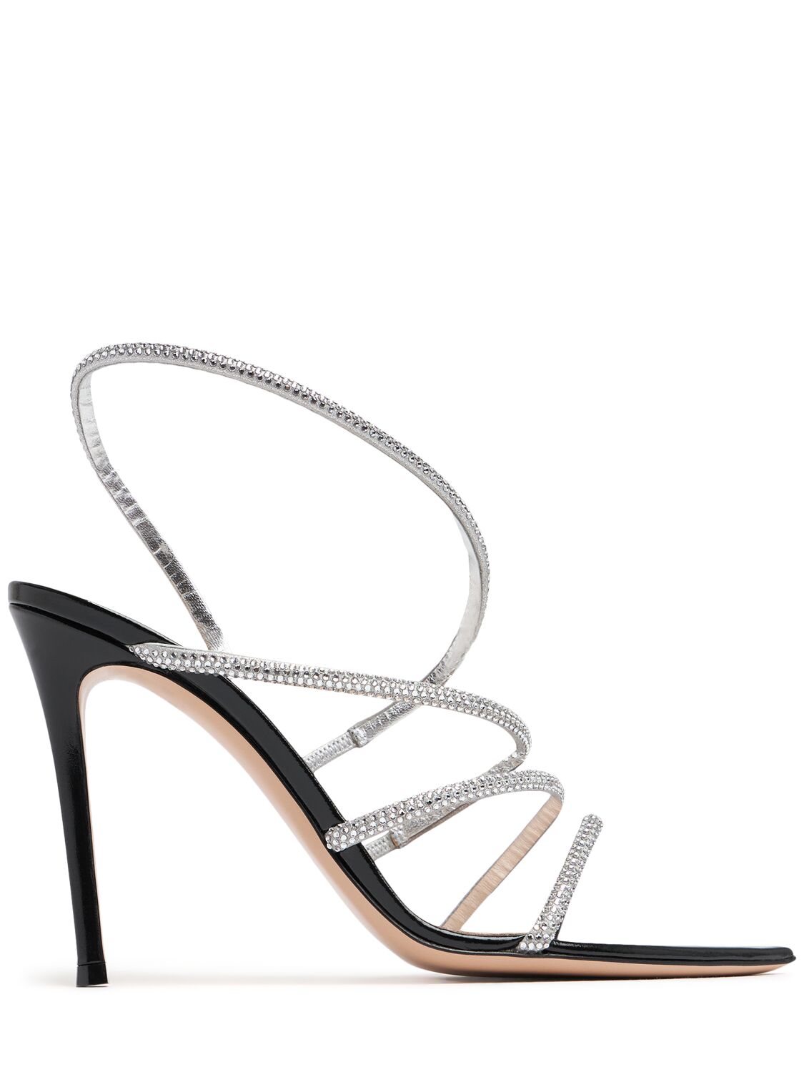 Shop Gianvito Rossi 105mm Suede & Crystal Sandals In Silver+black