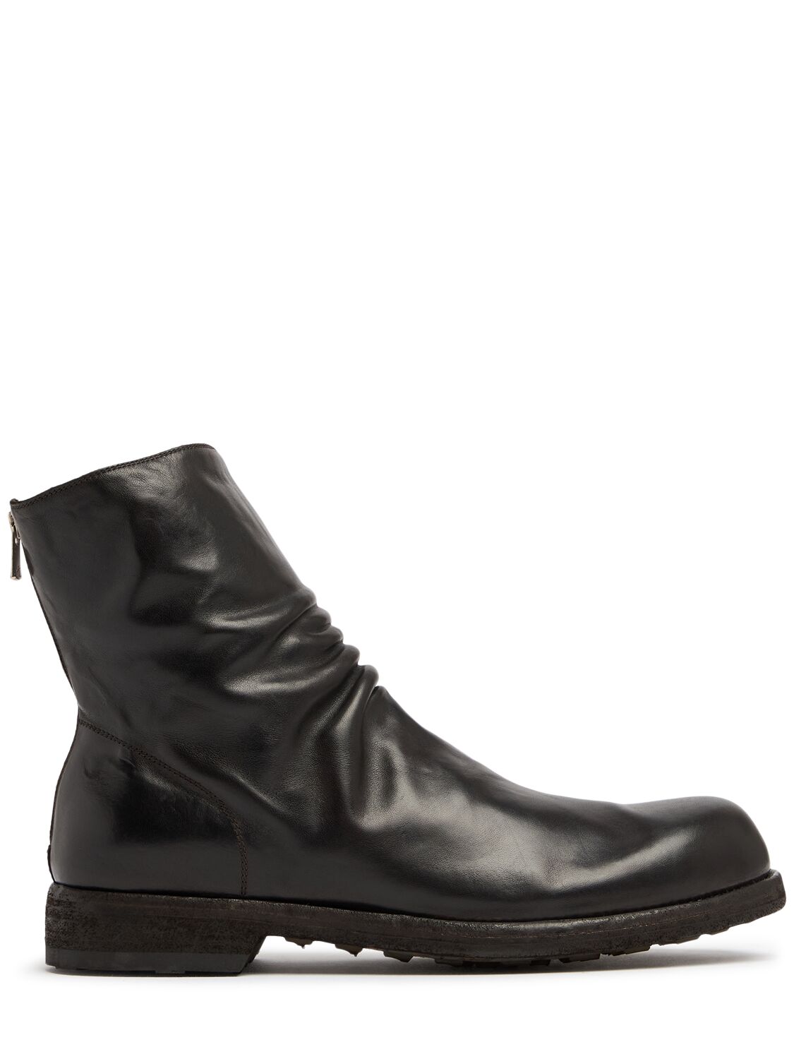 Officine Creative Bulla Zipped Leather Boots In Ebony