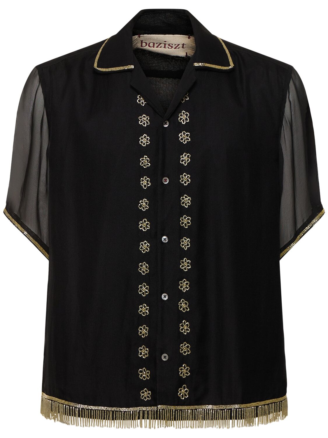 Baziszt Fringe Embellished S/s Shirt In Black