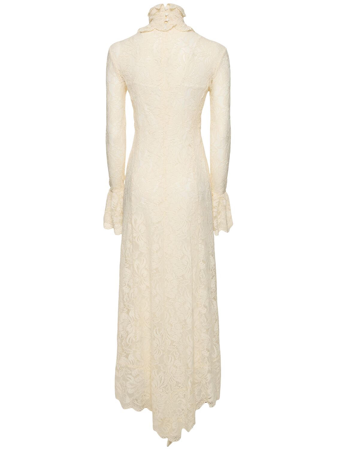 Shop Rabanne Stretch Lace Midi Dress In Ivory