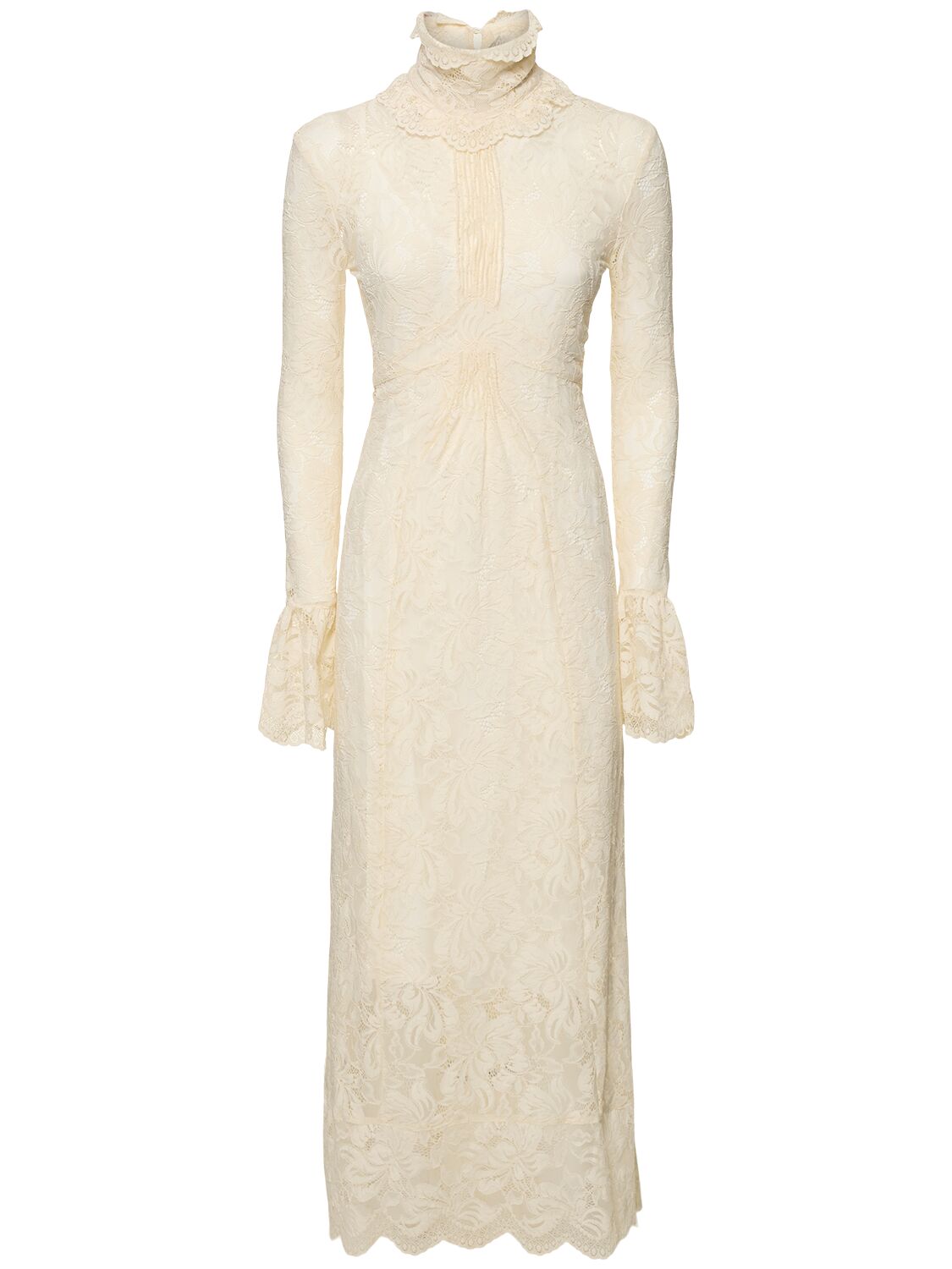 Rabanne Stretch Lace T-neck Dress In Ivory