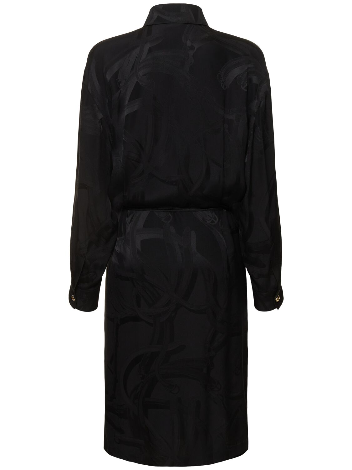 Shop Gucci Silk Jacquard Shirt Dress In Black