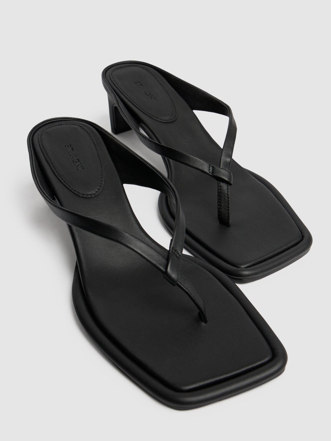 St.agni 50mm Leather Thong Sandals In Black