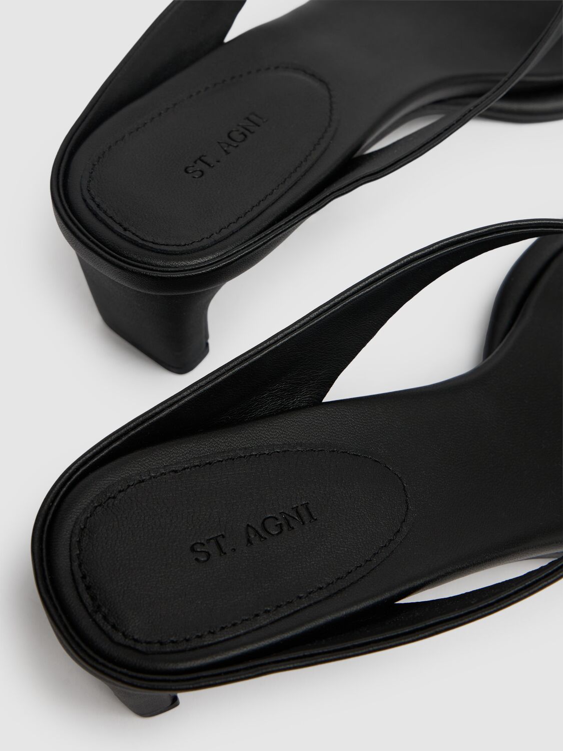 St.agni 50mm Leather Thong Sandals In Black