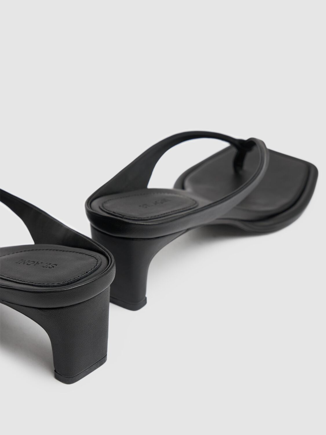 St.agni 50mm Leather Thong Sandals In Black
